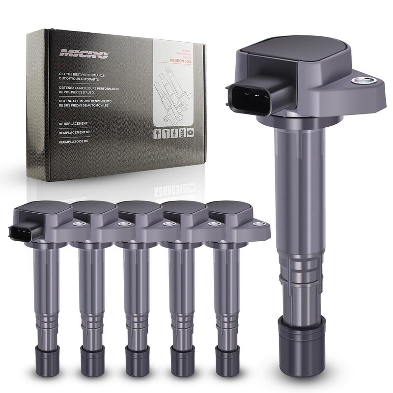 Micro Set of 6 Ignition Coil Pack Compatible with Honda Acura Saturn 2001 2002 2003 2004 2005 2006 2007 2008 2009 Pilot Ridgeline MDX Vue 3.5L 3.7L V6 Replacement for UF400 UF512 UF307 C1460 - Image 1